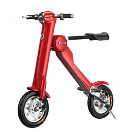N&I Bici elettriches N&I Folding Electric Bicycle Portable Small Mini Adult Battery Car Lithium Electric Skateboard Red