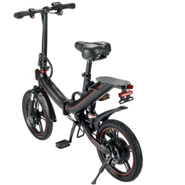 OUXI Bici elettriches OUXI V6 Bici elettrica per adulti, eBike pieghevole con batteria da 48 V Biciclette elettriche per adolescenti da 16 pollici 3 modalità di guida Acceleratore e pedalata assistita (10AH, Nero)