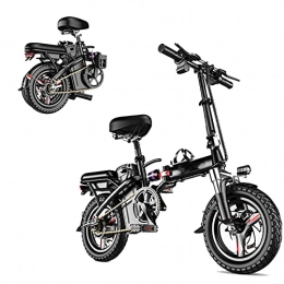 QININQ Bici elettriches QININQ 14" Bicicletta elettrica, 250W Bicicletta elettrica Pieghevole, 3 modalità di Guida, Batteria Rimovibile 36 V / 6Ah, Sedile Regolabile per Adulto