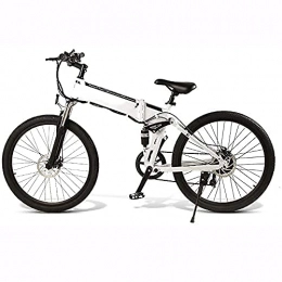 QTQZ Bici elettriches QTQZ - Bicicletta elettrica multiuso per mountain bike elettrica, portatile, pieghevole, da 350 W, in alluminio, rimovibile, 48 V, 10 Ah, agli ioni di litio a 21 velocità, colore: Bianco