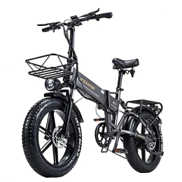 BURCHDA Bici elettriches R7PRO - Bicicletta elettrica pieghevole per mountain bike, 50, 8 x 10, 2 cm Fat Tire City Commuter E-bike, batteria rimovibile da 48 V 16 Ah, display LCD, Shimano 8 velocità (grigio)