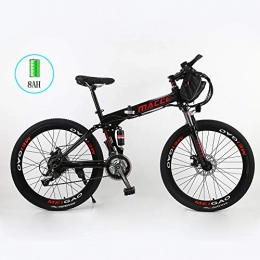 Radiancy Inc - Mountain bike elettrica pieghevole per adulti, ricarica rimovibile, 250 W, 66 cm, con batteria agli ioni di litio 36 V, 8 Ah, 20 Ah, cambio a 21 velocità, Uomo, Nero , 8A
