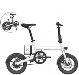 REWD Bici elettriches REWD Bici elettrica Bicicletta elettrica in Alluminio 16 Pollici for Adulti E-Bike con 36V 6Ah Built-in Batteria al Litio 250W Brushless Motore e Freni di Doppio Disco Meccanico (Color : White)