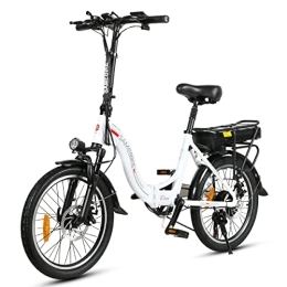 Samebike Bici elettriches SAMEBIKE JG-20 Bicicletta elettrica 36V10AH Bicicletta elettrica pieghevole per pendolari 20 pollici per adulti Bianco
