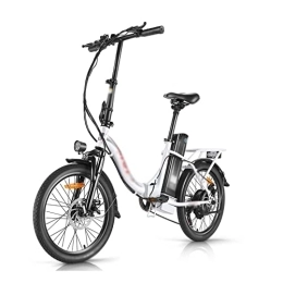 TABKER Bici elettriches TABKER Bicicletta pieghevole Electric bike foldable electric bike hybrid bike (Color : White)