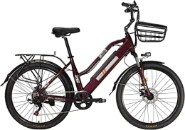 TAOCI Bici elettriches TAOCI Bicicletta elettrica da donna, 26"36V E-Bike Biciclette, Batteria agli ioni di Litio Rimovibile a 7 Marce E-Bike Biciclette, Per Viaggi in Bicicletta All'aperto (Marrone)