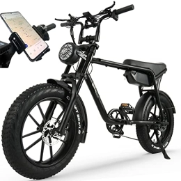 TODIMART Bici elettriches TODIMART Fat Bike Elettrica, batteria 48V 17Ah, 20 * 4 pollici, durata della batteria fino a 50-70Km, avvio con un pulsante, cruise control, mountain bike per adulti staccabile con batteria (K20)