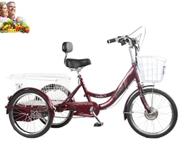 Generic Bici elettriches Triciclo adulto tre ruote bicicletta 20 '' elettrico power assist triciclo per i genitori 3 ruote bici 48V20AH Batteria al litio 250 W motore con carrello Carico massimo 200 kg