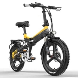 Vikzche Q Bici elettriches Vikzche Q LANKELEISI G650 Bicicletta elettrica pieghevole, 14, 5 Ah, Shimano 7 marce All Terrain 20*2.4 pollici, 3 modalità di guida (giallo)