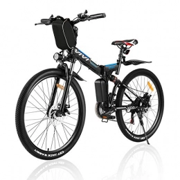 Vivi Bici elettriches Vivi Bicicletta Elettrica Pieghevole, 250W Mountain Bike Elettriche per Adulti, 26" E-Bike con Batteria Rimovibile (Nero Blu)