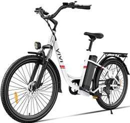 Vivi Bici elettriches Vivi C26, Pedelec E Bike Bicicletta Elettrica Citybike Unisex Adulto, Bianco (White), 26 inches