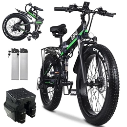 VLFINA Bici elettriches VLFINA Con due batterie da 48V12.8AH, Adult Foldable Electric Mountain Bike, 26" Wide Tire Full Shock Absorbing Electric Bike (MX01 con 2 batterie)