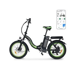 Generic Bici elettriches Windgoo E20 Urban Commuter Smart Electric bike, motore 250W, pneumatici antisdrucciolevoli da 20 x 3 pollici, supporto Smart App, impermeabile IPX4, nero