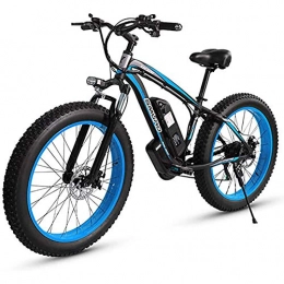 WXX Bici elettriches WXX Adulti Fat Tire MTB Elettrica, Lega di Alluminio da 26 Pollici off Road Bikes Neve 350W 48V 15AH al Litio della Batteria della Bicicletta Ebike 27 Costi 4.0 Ampia Rotella Ciclomotori, Blu