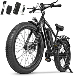 YANGAC Bici elettriches YANGAC Biciclette elettriche da 26", con batteria al litio rimovibile da 48 V / 17 Ah, 90 km, motore da uomo, potente 85 nm, freno idraulico, SUV Electric Bike (nero)