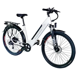 ZIMONDA Bici elettriches ZIMONDA Bicicletta elettrica da uomo e da donna, 250 W, motore BAFANG da 28 pollici, con batteria da 499 Wh con cruscotto, Shimano a 7 marce, 25 km / h, fino a 100 KM, mountain bike, City E