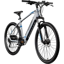 Zündapp Bici elettriches Zündapp Z808 Ebike Mountain Bike per uomo e donna a partire da 170 cm, bicicletta elettrica MTB Hardtail 29 pollici, cambio Shimano Pedelec 27 marce (48 cm, argento / blu)