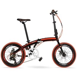 LVTFCO Bici pieghevoli LVTFCO Bicicletta pieghevole leggera da 20 pollici, bicicletta pieghevole portatile, bicicletta pieghevole a 7 velocità, telaio in lega di alluminio leggero, con freno, unisex per adulti, rosso