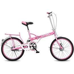 XM&LZ Portatile Bici Pieghevole Bicicletta,velocità Variabile Ultra-Leggero,Bici Pieghevole Pendolare con Basket per Adulti Bambini Rosado 20inch