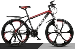 Generic Mountain Bike Bicicletta, Mountain Bike in Acciaio ad Alto tenore di Carbonio 26 Pollici Ruota a Raggi Doppia Sospensione, MTB da Uomo (Color : Black Red, Size : 21 Speed)