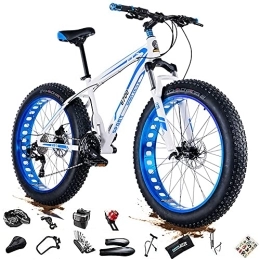 FAXIOAWA Bicicletas de montaña Bicicletas de montaña para hombres con ruedas gruesas de 24 / 26 * 4, 0 pulgadas, bicicleta de montaña con neumáticos gruesos para adultos, bicicleta de velocidad 27 / 30, marco de acero con alto conteni