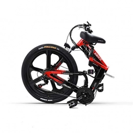Acptxvh De 26 Pulgadas Plegable Montaña Bicicleta eléctrica de 48V 400W Ebike Alta Velocidad extraíble de Litio batería de Viaje asistida eléctrica de la Bici,Rojo