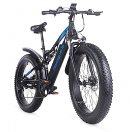 Shengmilo Bicicletas eléctrica Shengmilo -MX03 Full Suspensión Bicicleta eléctrica, Snow Mountain Bicicleta eléctrica, 26 pulgadas 4.0 Fat Tire ebike, 48 V * 17 Ah Batería de litio, Shimano 7 velocidades