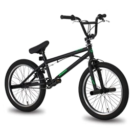STITCH BMX Hiland Bicicleta BMX de 20 Pulgadas con Freno de Mano, Sistema de Rotor de 360°, Estilo Libre, 4 Clavijas de Acero, Rueda Libre, Color Negro para Niños y Niñas
