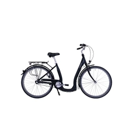 Hawk Bicicleta HAWK City Comfort Premium Bicicleta de mujer de 26 pulgadas, color negro, bicicleta de ciudad, ligera para mujer, con cambio de buje Shimano de 3 marchas y freno de llanta