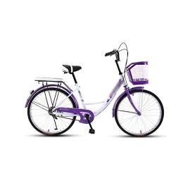 TABKER Paseo TABKER Bicicleta de 24 pulgadas, bicicleta de ciudad, retro, para mujer, estudiantes, ocio, luz colorida, más segura