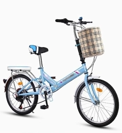 WOLWES Bicicleta Bicicleta plegable de ciudad, 7 velocidades, bicicleta plegable compacta de acero de alto carbono para adultos, bicicleta de suspensión completa para adolescentes, adultos A, 20in