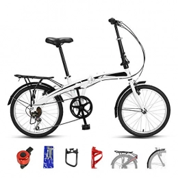 JI TA Bicicleta JI TA MTB Bici para Adulto, 20 Pulgadas Bicicleta de Montaña Plegable, 7 Velocidades Velocidad Variable Bici, Bicicleta de Montaña Unisex / White