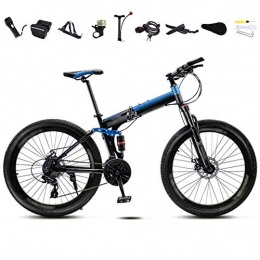 JI TA Bicicleta JI TA MTB Bici para Adulto, 24-26 Pulgadas Bicicleta de Montaña Plegable, 30 Velocidades Velocidad Variable Bicicleta Juvenil, Doble Freno Disco / Blue / 26