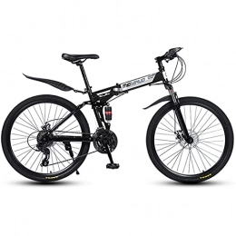LHQ-HQ Bicicleta LHQ-HQ Bicicleta de montaña de 26 pulgadas de 27 velocidades de 30 ruedas para adultos de velocidad variable, bicicleta de montaña plegable, freno de disco doble, bicicleta de montaña, color negro