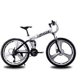 LHQ-HQ Bicicleta LHQ-HQ Bicicleta De Montaña Plegable para Adultos Rueda 26"MTB 27 Velocidades, Carga 160Kg Doble Suspensión Adecuado, B