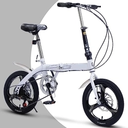 WOLWES Bicicleta WOLWES Bicicleta Plegable, Marco De Acero De Alto Carbono Bicicleta De Ciudad Plegable Fácil con Engranajes De 6 Velocidades para Adultos Adolescente Hombres Mujeres C, 16in