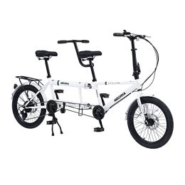 Generic Bicicleta Bicicleta tándem - Bicicleta Plegable en tándem de Ciudad, Bicicleta de Crucero de Playa para Adultos en tándem Plegable Ajustable 7 velocidades, CE / FCC / CCC (Blanco)