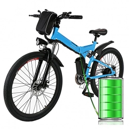 Eloklem Bike 26” Electric Mountain Bike for Adults Folding Electric Bike, 36V 8AH Removable Battery 250W Motor, 21-Speed E Bike Electric Commuter Mountain Bike (Blue)