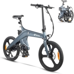Dyu  DYU Electric Bike, 20'' Foldable E-Bike with Pedal Assist, Smart Electric Bike with 36V 10Ah Removable Battery, City Ebike for Commute, 3 Riding Modes, Shimano 7 Speed Gears, Dual Shock Absorber