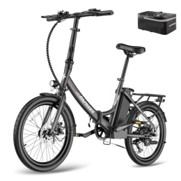 Fafrees  Fafrees Electric Bike, 20" Fat Tire Ebikes, 14.5AH 36V 250W Folding Electric Bikes with UK plug，SHIMANO 7 Speeds, 55-110KM E Bike, City Electric Mountain Bicycle for Adults (Black)