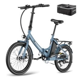 Fafrees  Fafrees Electric Bike, 20" Fat Tire Ebikes, 14.5AH 36V 250W Folding Electric Bikes with UK plug，SHIMANO 7 Speeds, 55-110KM E Bike, City Electric Mountain Bicycle for Adults (Blue)