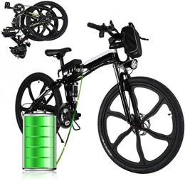 Eloklem Electric Bike Folding Electric Bike, 26”Electric Mountain Bike for adults Electric Bicycle with Removable 36V 8Ah 250W Lithium-Ion Battery 21-Speed Ebike with Three Working Modes (Black-white)