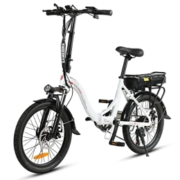 Samebike  SAMEBIKE 20" Electric Bike for Adult, JG20 Spoked Wheel Version with 36V 12AH Removable Lithium-Ion Battery, Folding City Commuter Electric Bicycle, Shimano 7-Speed, White