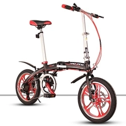 Bike Bike 16 Inch Aluminum Alloy Foldable Bicycle One Wheel Rim 6-speed Shift Double Disc Brake Ultra-light And Portable City Commuter Car Mini Student Bicycles Adult Men And Women Bicycle