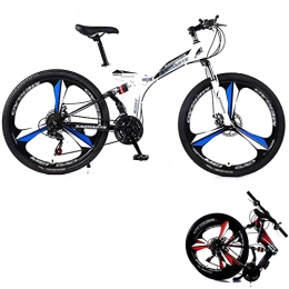 BaiHogi Bike BaiHogi Professional Racing Bike, Mountain Folding Bike, 24 / 26 Inches Dual-Disc Brakes Dual-Shock Variable Speed Mountain Bicycles 21 / 24 / 27 / 30-Speed (Color : White, Size : 26 inch 30 speed)