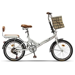 Bike Bike Bike Foldable Bicycle Women's Lightweight 20in 10 Seconds Folding Variable Speed City Adult Male 6-speed Shift Kit Ordinary Travel Go To Work Adult Home Use Student White