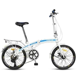 COUYY Folding Bike COUYY Folding bicycle, 20-inch variable-speed folding bicycle, urban cycling male and female adult ultra-light portable student bicycle, Blue