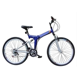 COUYY Folding Bike COUYY Folding bicycle, 24-26 inch 21 speed folding mountain bike, front and rear V brakes shock absorber mountain bike Speed ​​car, Blue, 26inches