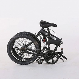 DERTHWER Bike DERTHWER Folding bicycle Folding mountain bike, 20-inch 6-speed, unisex, adjustable seat height, beaded pedals, (Color : Black)
