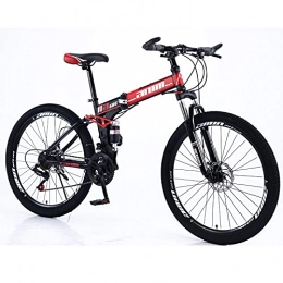 FEIFEImop Folding Bike FEIFEImop Foldable Station Wagon 24 Speed Full Suspension Mountain Bike 15 Inches (about 69 Cm) Large Tire Disc Brake Unisex Style, Body 173 Cm, Easy To Carry, Red